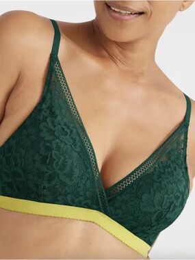 Knix Lace Deep V Bralette Green size XXL